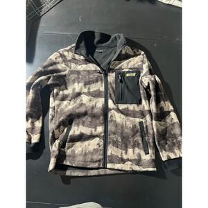 PacSun Mens Small Mountain Forest Landscape Print Full Zip Fleece Jacket Gray